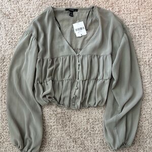 Olive Green Chiffon Top